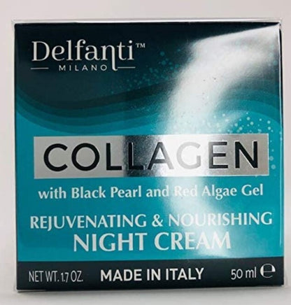 Delfanti Milano Collagen Night Cream with Black Pearl & Red Algae Gel 1.7 oz