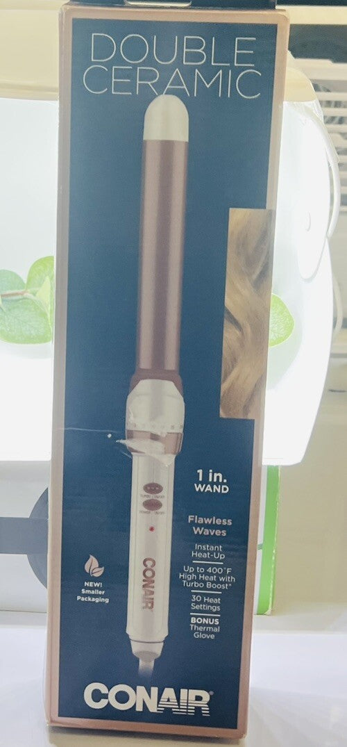 Conair Double Ceramic 1-Inch Curling Iron, 1 inch Wand 30heat Settings open Box