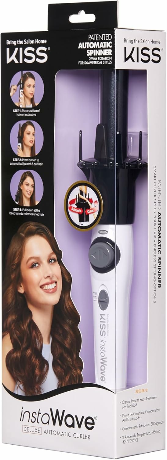 KISS Instawave Deluxe Automatic Rotating Curling Iron  1” Ceramic Ionic Wand