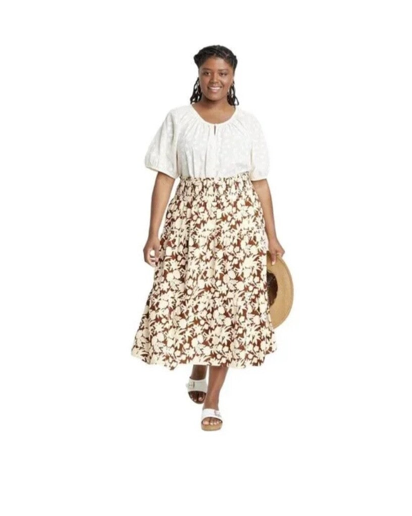 Universal Thread High Rise Tiered Midi A Line Skirt  (Select Size)