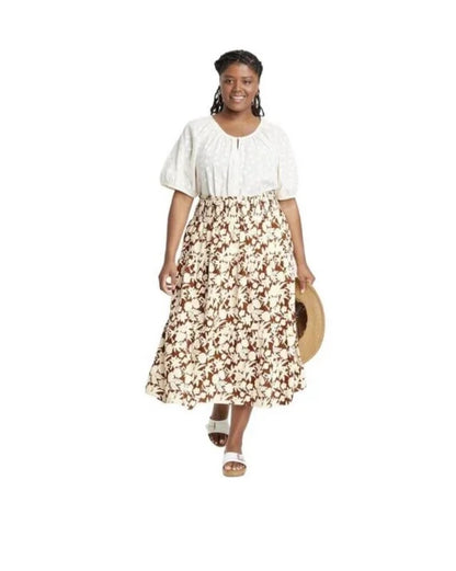 Universal Thread High Rise Tiered Midi A Line Skirt  (Select Size)