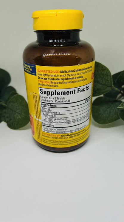 Nature Made Extra Strength Dosage Chewable Vitamin C 1000 mg 90 Tablets 11/2025