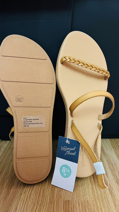 Women's Universal Thread Tommie Flat Sandals Tan Size 8 1/2
