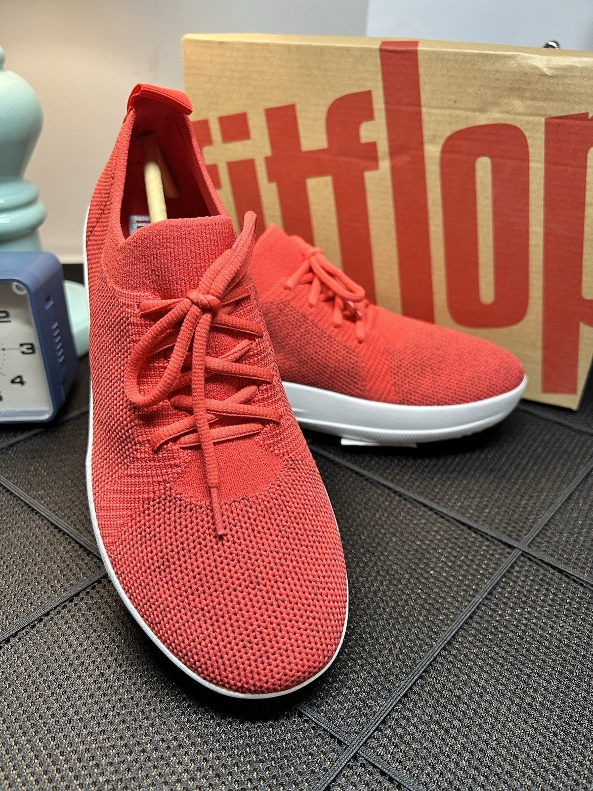 FitFlop Womens F-SPORTY UBERKNIT Athletic Sneakers Breathable Slip on NIN Red