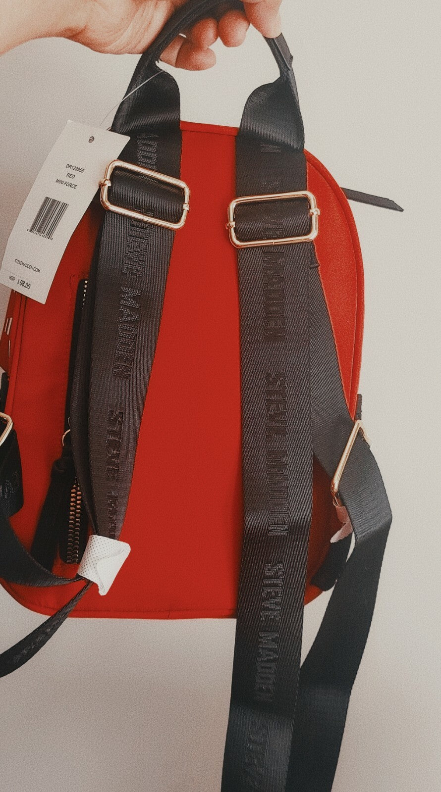 Steve Madden Womens Red Mini Force Red &Black Travel backpack SRP $98
