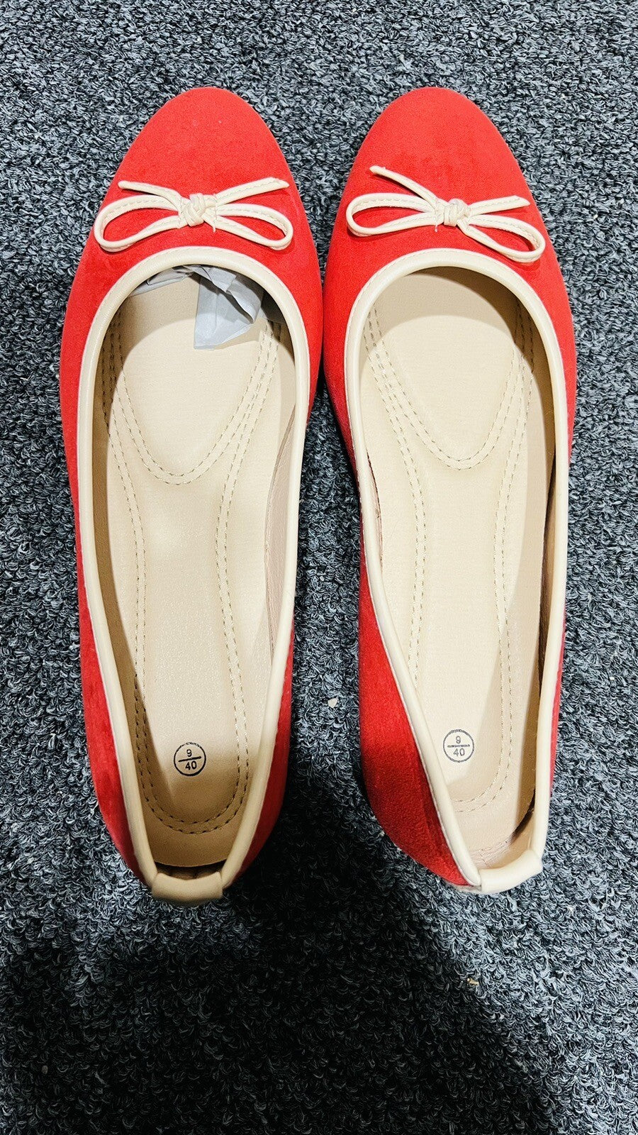 Women Red Shoes Size  9 Ballet/ Christmas/Slip On Red suede pumps New