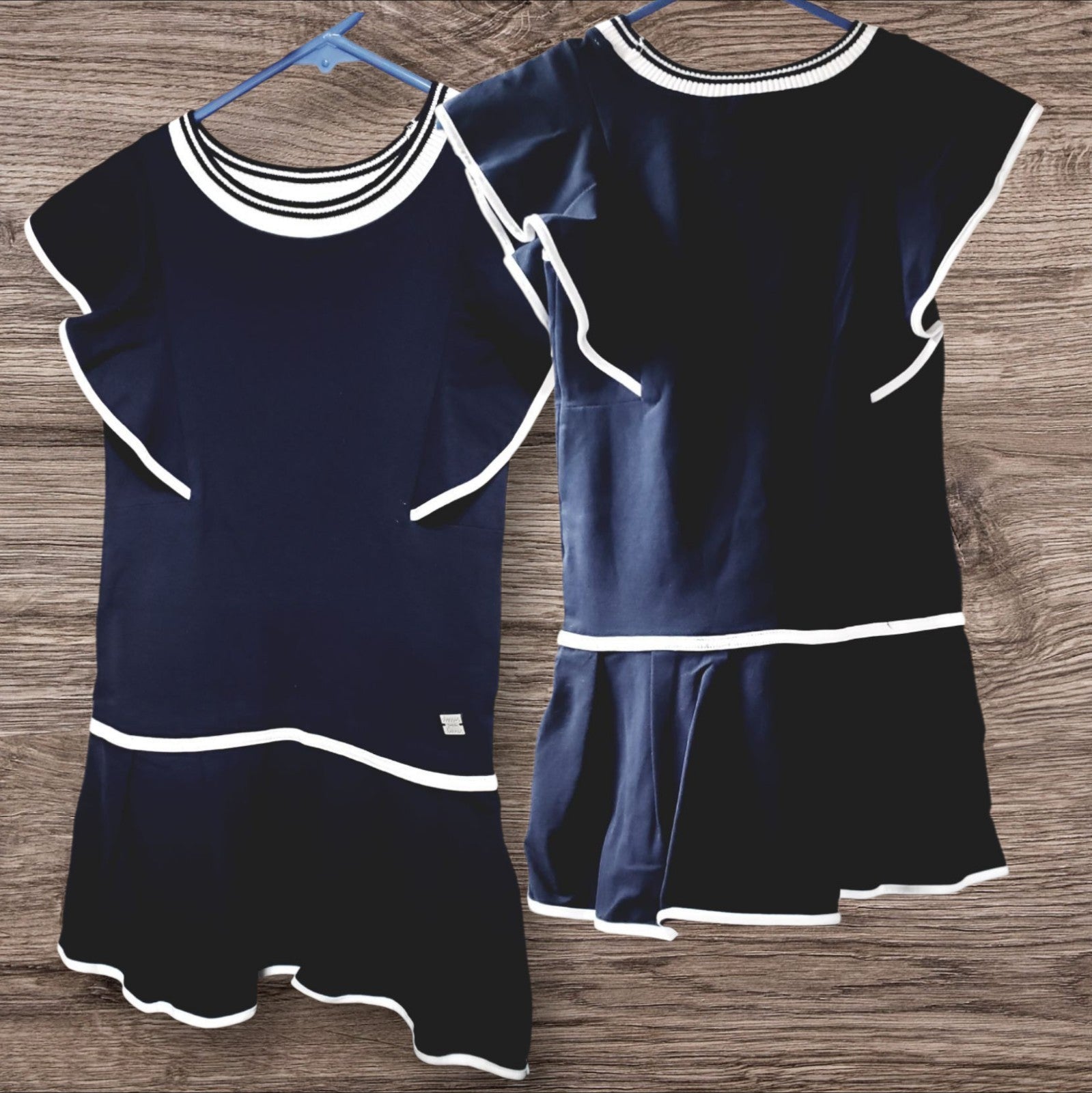 Deux Par Deux Girls Sailor Dress  White Blue Size 6