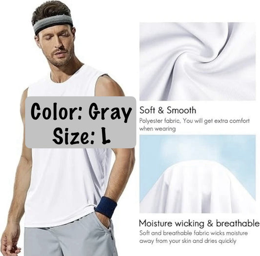 Haimont Men's Workout Tank Top Dry Fit UPF 50. 1 Black and 1 Gray. Size - L