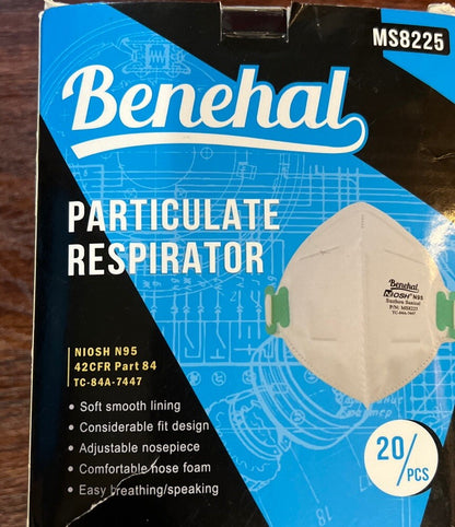 New Benehal N95 Particulate Respirator Masks, 20 pack, Landscape Contractor