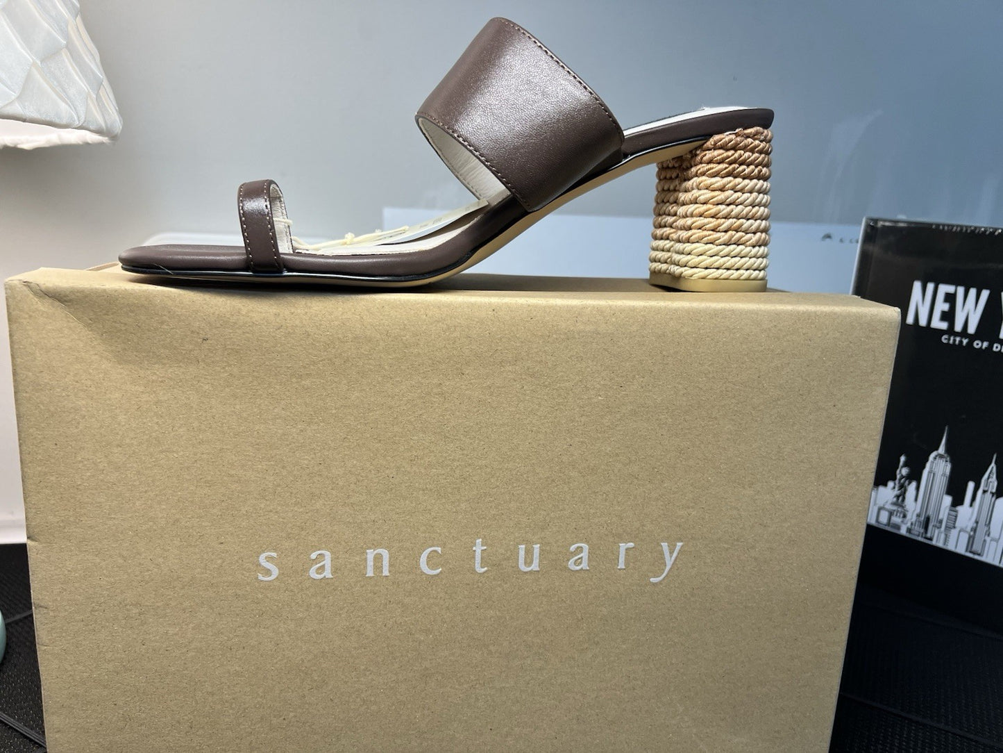 Sanctuary Womens Bold Brown Mocha Leather Slip On Heels Shoes NEW 8.5 M