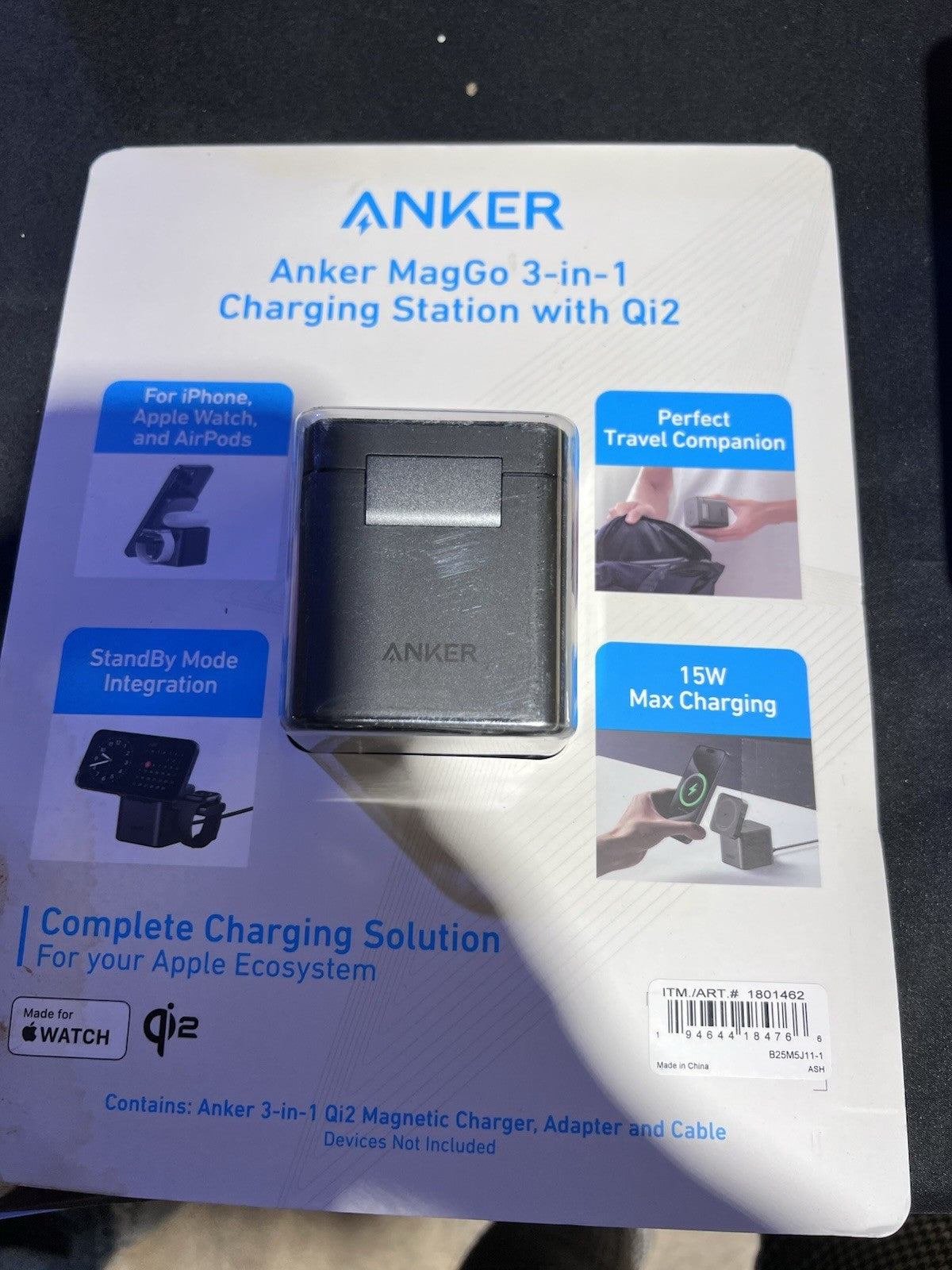 Anker MagGo 3-in-1 Cube Charging Station with Qi2 for iPhone Airpod Apple Watch