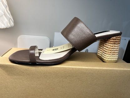Sanctuary Womens Bold Brown Mocha Leather Slip On Heels Shoes NEW 9.5 M