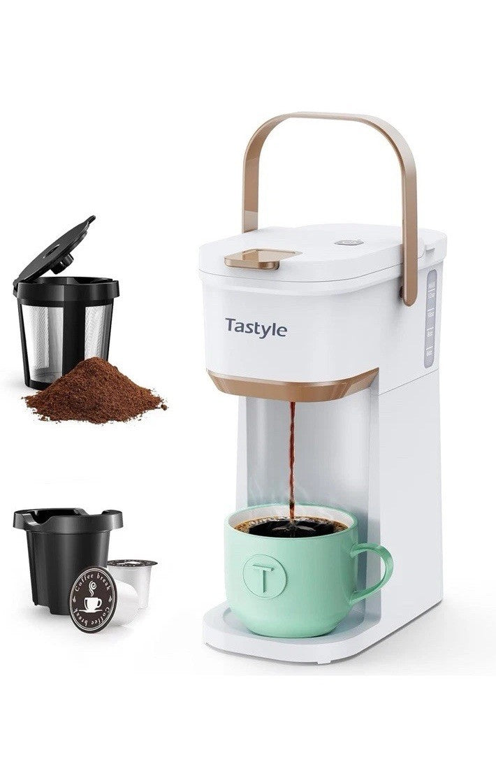 Single Serve One Cup Coffee Maker, for K Cups and Grounds, Mini Coffee Maker