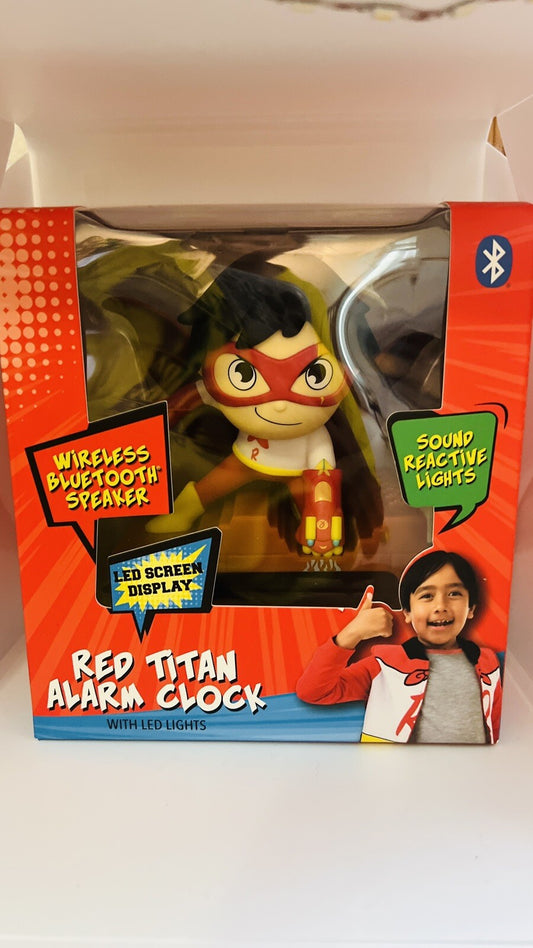 Ryan's World Red Titan Kid's Alarm Clock with Bluetooth Speaker