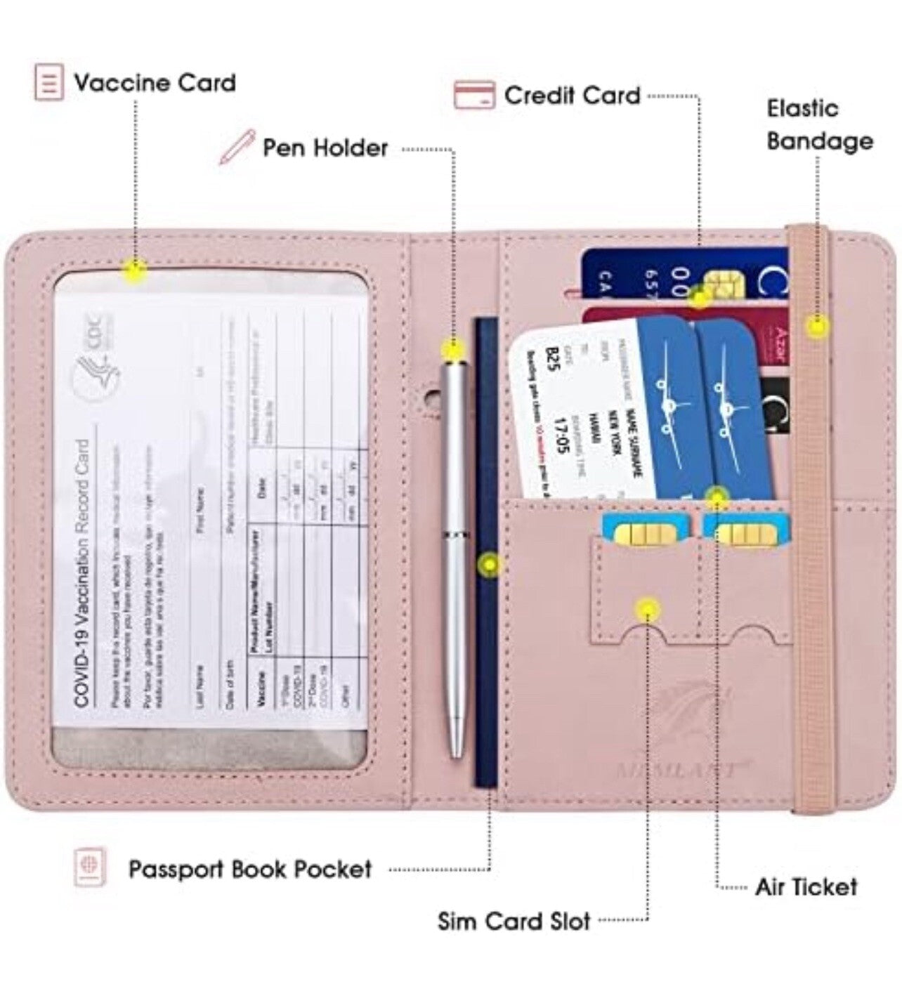 Passport & Vaccine Card Holder Hockey Design 6" X 4.5" New In Package