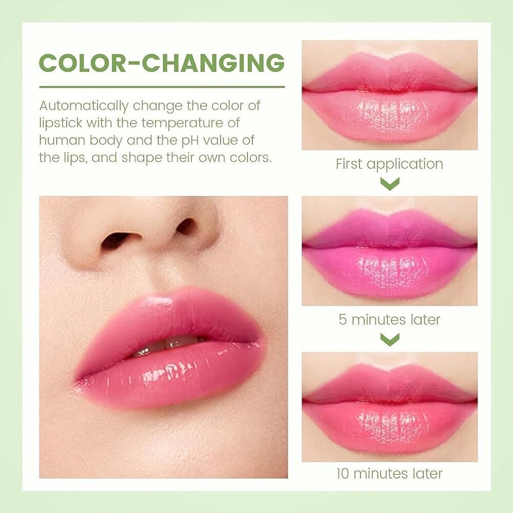 Aloe Vera Lipstick ,Lip Moisturizer Long Lasting Color Changing Petansy 3 Packs