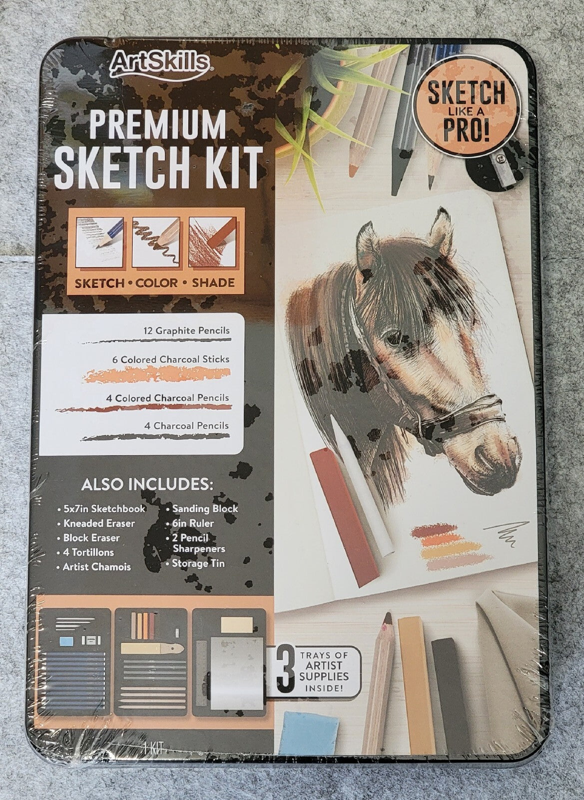 ARTSKILLS Premium Sketch Kit  "Sketch Like a Pro 3 Trays of Art Supplies!  NEW 