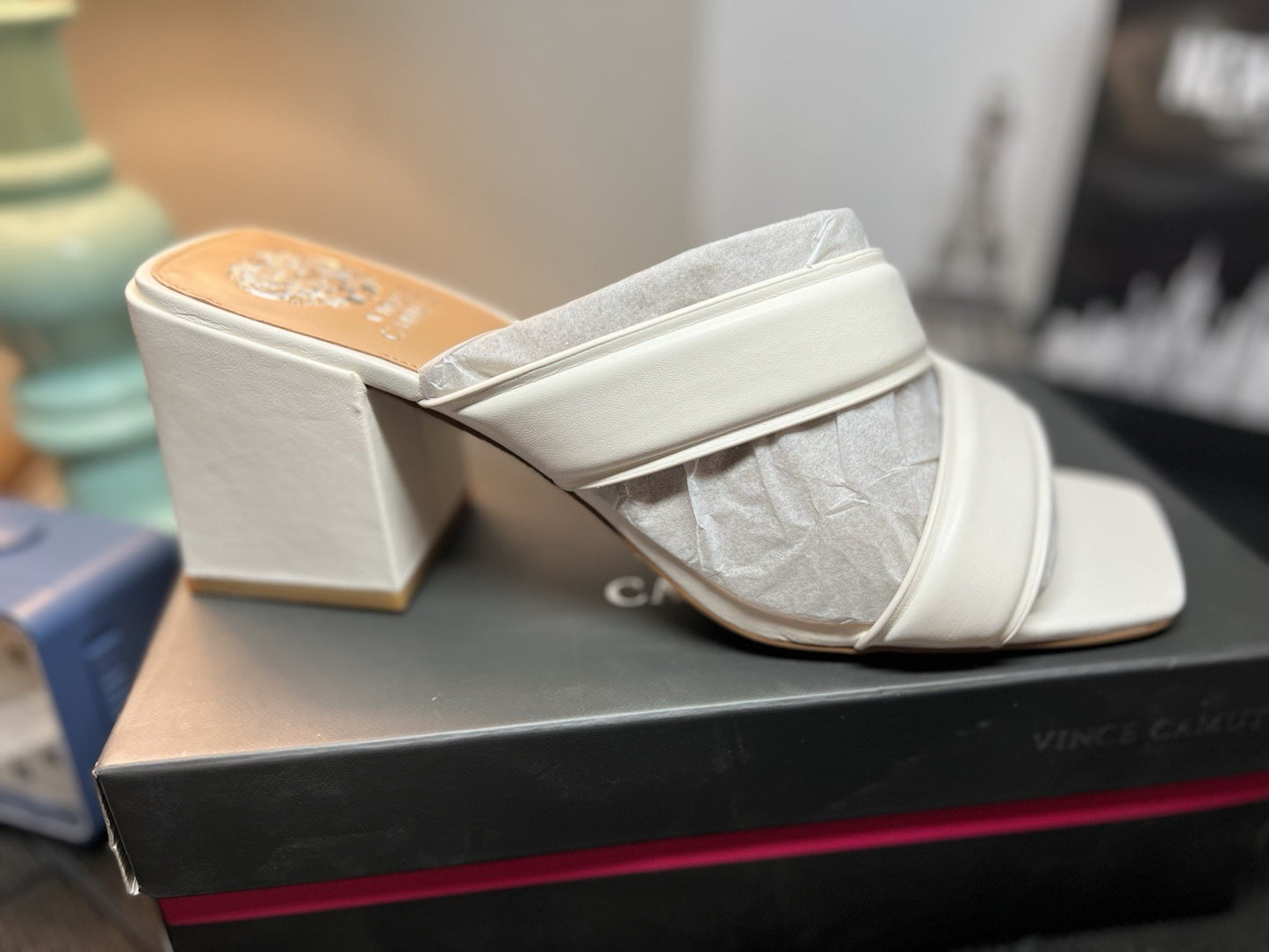 Vince Camuto Leather Strappy Mules Jinani Coconut Cream  Baby Sheep Size 12M