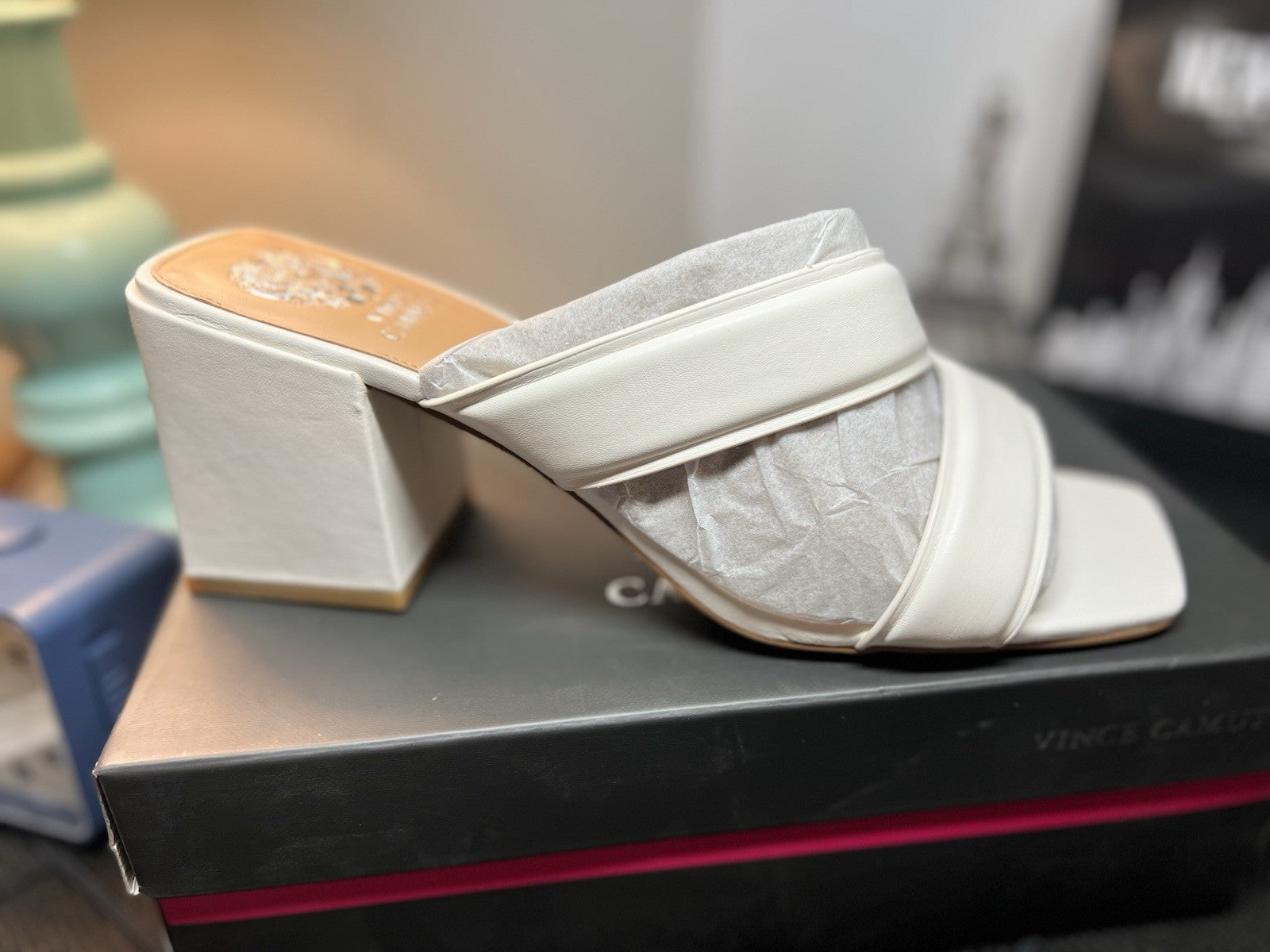 Vince Camuto Leather Strappy Mules Jinani Coconut Cream  Baby Sheep Size 12M