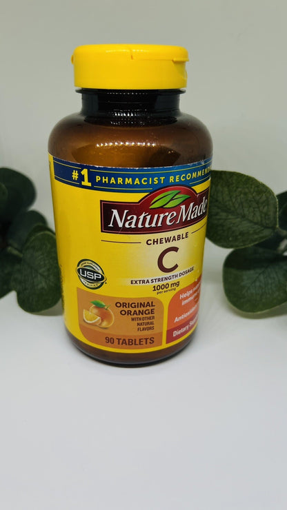 Nature Made Extra Strength Dosage Chewable Vitamin C 1000 mg 90 Tablets 11/2025