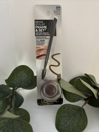 L'Oreal Brow Stylist Frame & Set Cream Pomade (0.08oz/2.3g) Warm Brunette 214