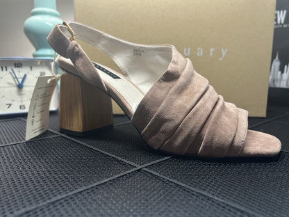 Sanctuary Regal Slouchy Asymmetric  Desert Taupe Sz 8.5 Wood Block Heel MSRP$139