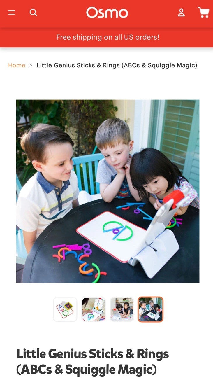Osmo Little Genius Sticks & Rings Starter Kit for iPad NEW  w/Osmo base MSRP $64