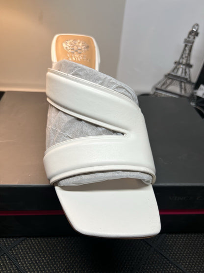 Vince Camuto Leather Strappy Mules Jinani Coconut Cream  Baby Sheep Size 12M