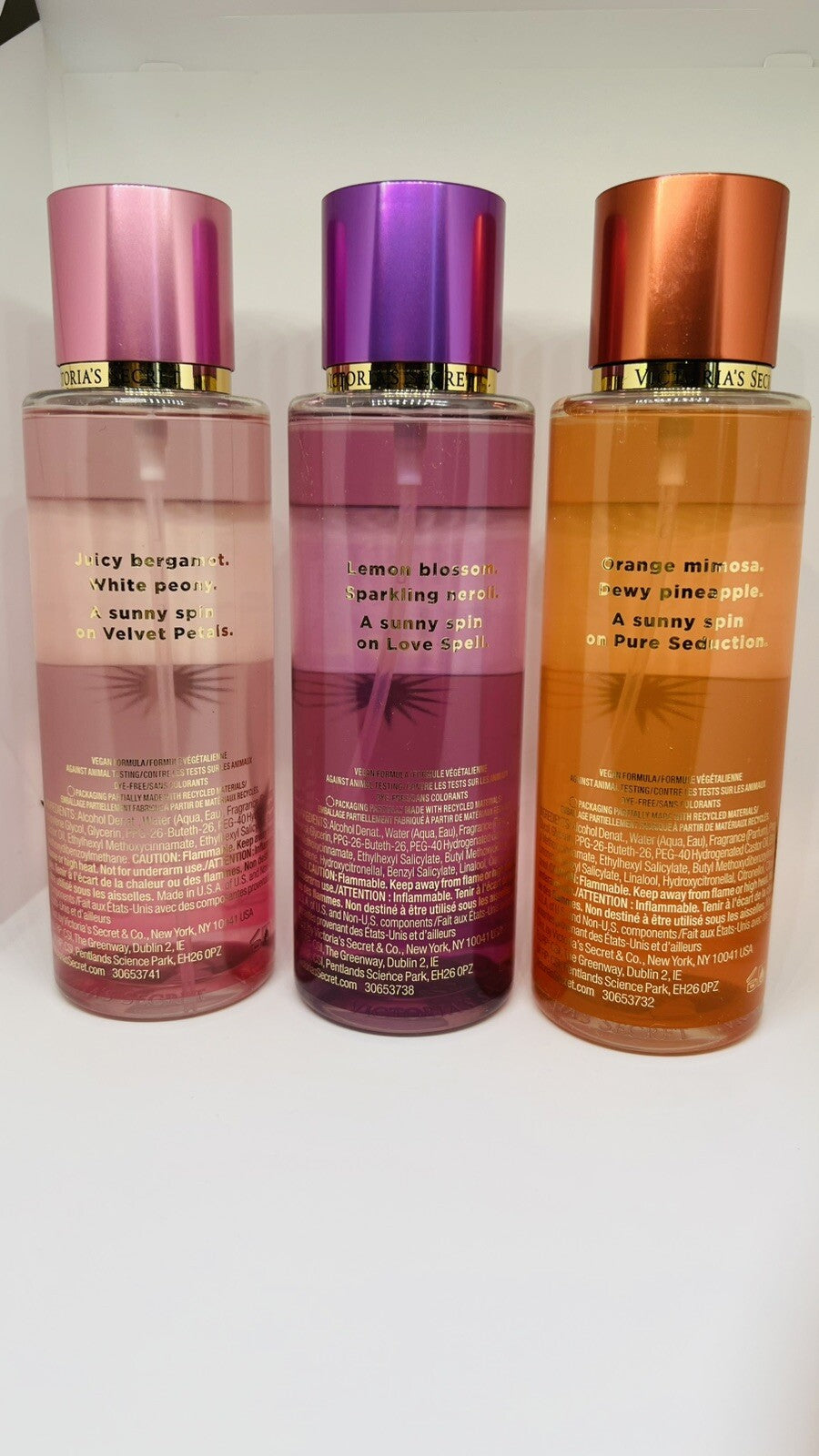 NEW VICTORIA’S SECRET VELVET PETALS,LOVE SPELL,& PURE SEDUCTION SOL  NEW In Box
