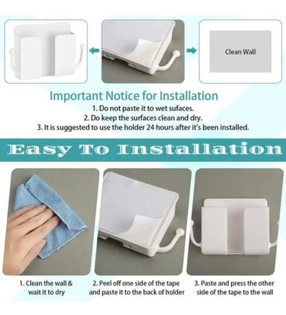 APPO 4Pcs Wall Mount Phone Holder with Hooks,3M Adhesive Mobile Phone...