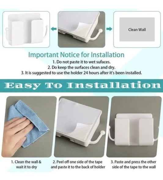APPO 4Pcs Wall Mount Phone Holder with Hooks,3M Adhesive Mobile Phone...