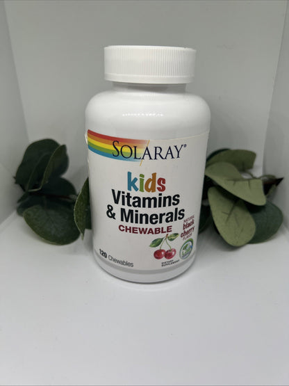 SOLARAY Kids Vitamins & Minerals, Black Cherry 120 Chewables  2pk /04 & 06/2027 