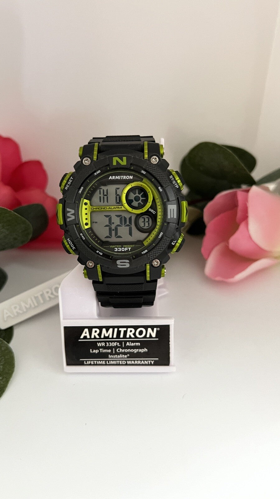 Armitron Pro Sport watch. Acrylic case Stainless steel Water resistant to 330ft.