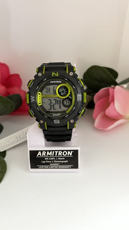 Armitron Pro Sport watch. Acrylic case Stainless steel Water resistant to 330ft.