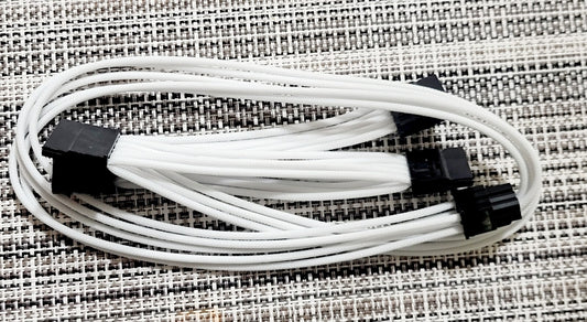 PSU Extension Cable PC Power Supply Cable, Soft Nylon Braided White