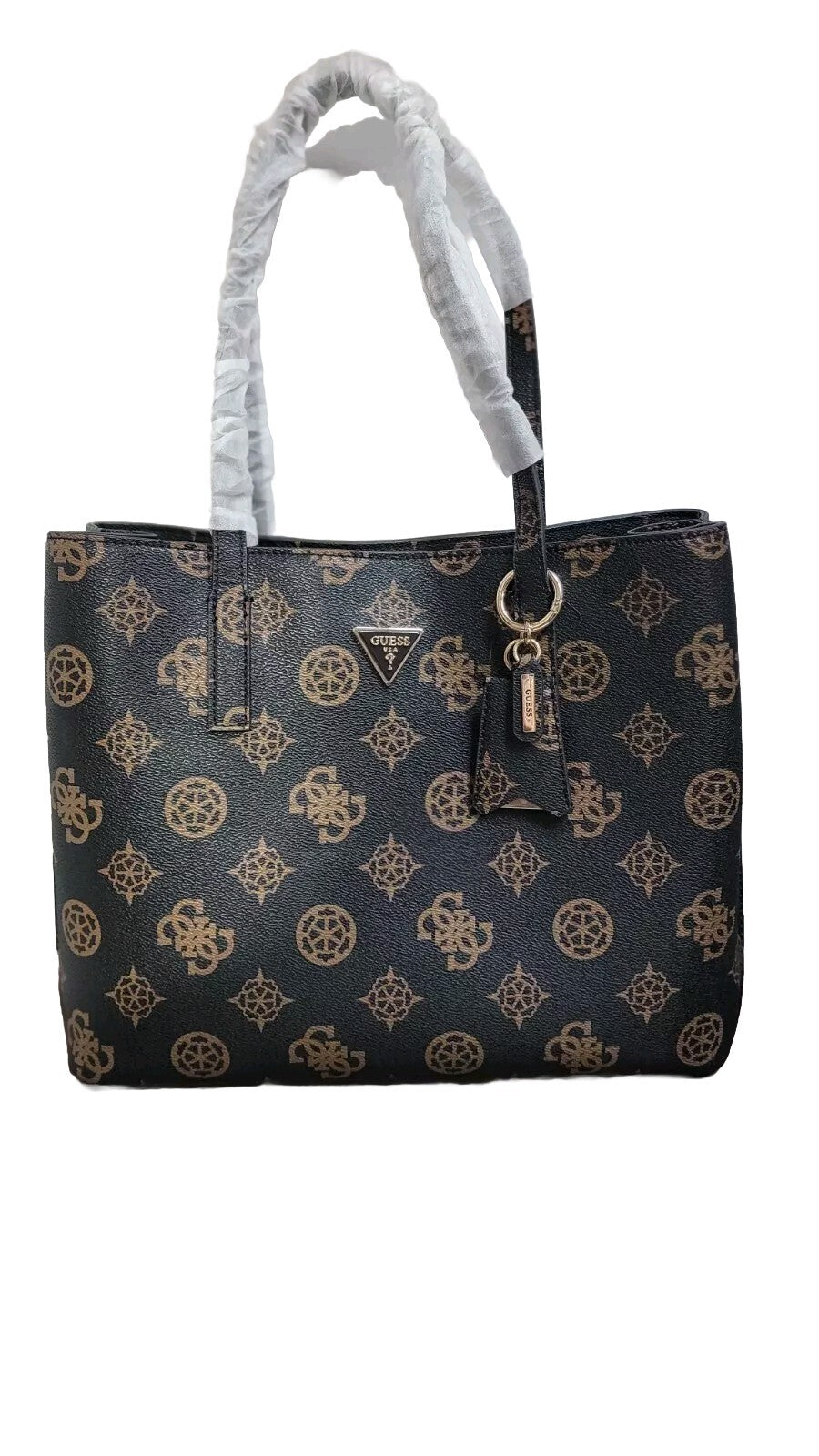 Guess Meridian Women's Luxury Tote Handbag Top Handle Mocha Purse Signature New