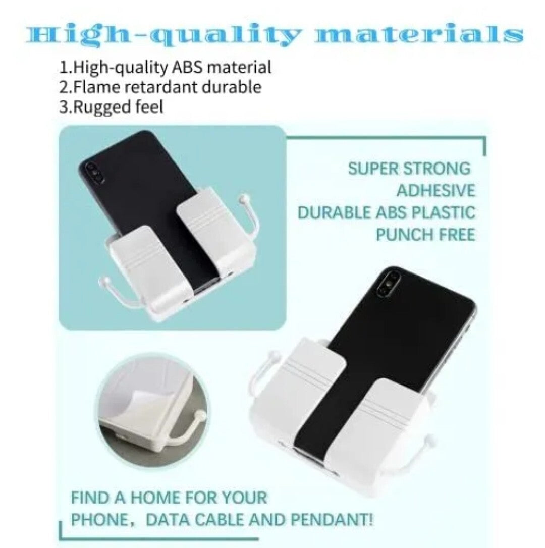 APPO 4Pcs Wall Mount Phone Holder with Hooks,3M Adhesive Mobile Phone...