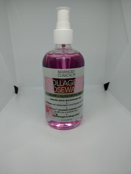 Advanced Clinicals Collagen + Rosewater Plump + Glow Facial Mist 8fl.oz 