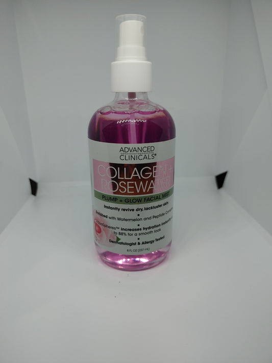 Advanced Clinicals Collagen + Rosewater Plump + Glow Facial Mist 8fl.oz 