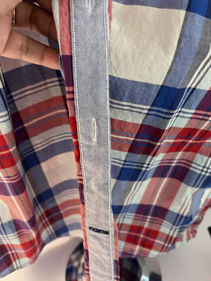 Tommy Hilfiger Men’s Blue Plaid Short Sleeve Button-Down Shirt M