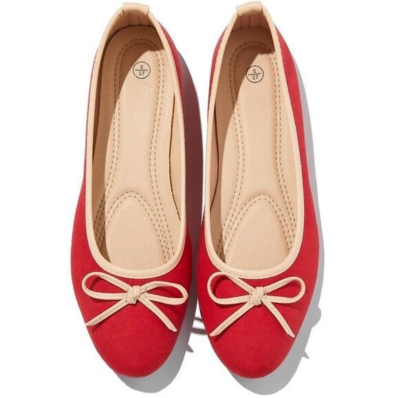 Women Red Shoes Size  9 Ballet/ Christmas/Slip On Red suede pumps New
