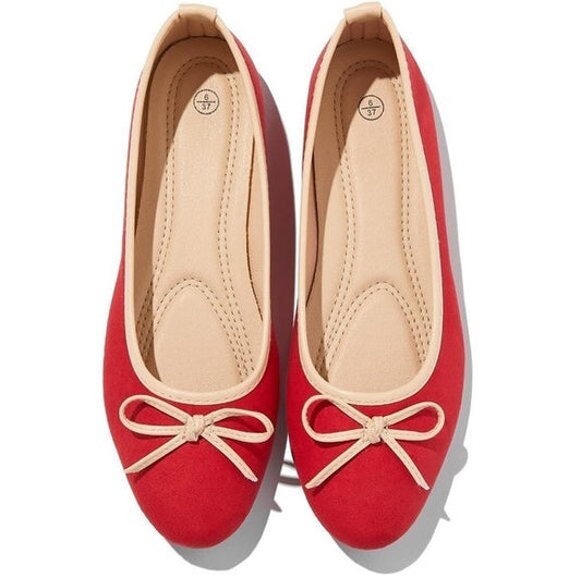 Women Red Shoes Size  9 Ballet/ Christmas/Slip On Red suede pumps New