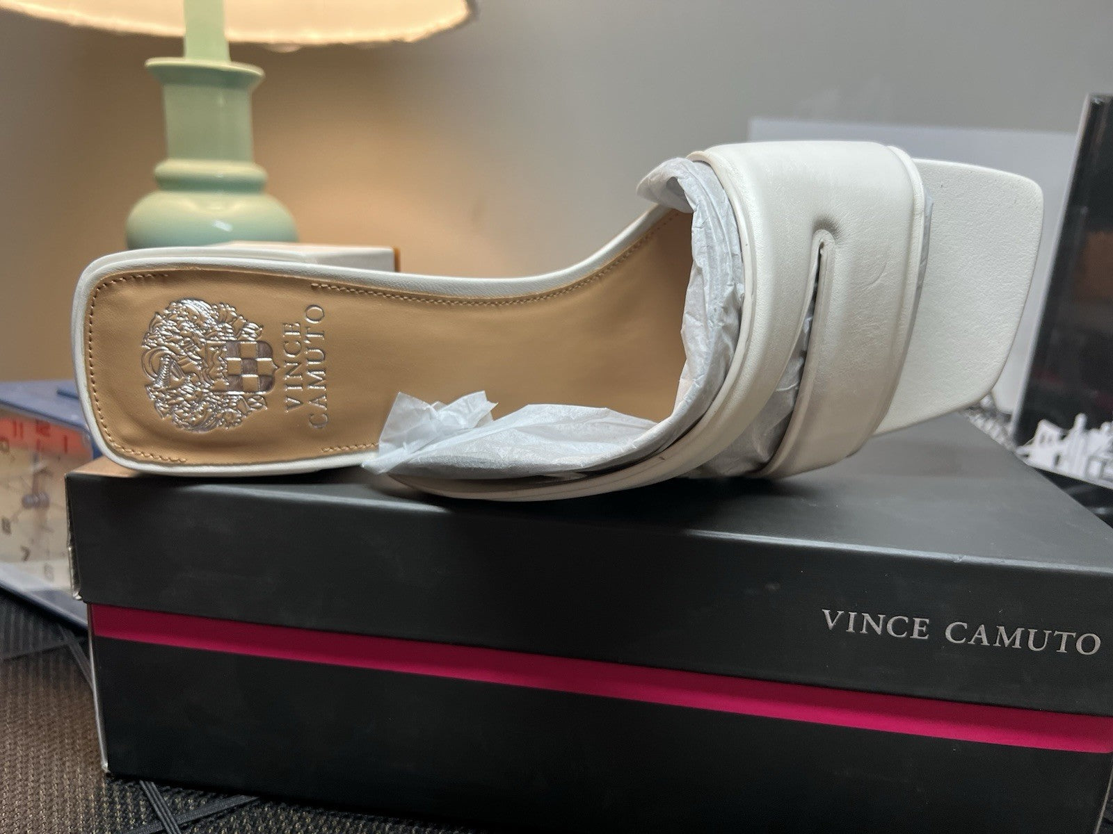 Vince Camuto Leather Strappy Mules Jinani Coconut Cream  Baby Sheep Size 12M