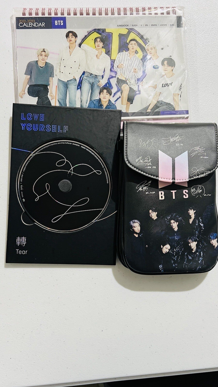 BTS KPop, TEAR No Photo Cards + 2022-2023 Photo Calendar+ Crossbody Bag
