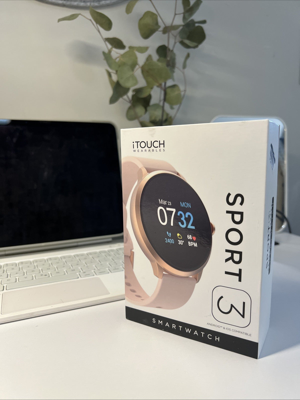 iTouch Sport 3 Smartwatch Fitness Tracker: Rose Gold Case Blush Strap (Openbox)