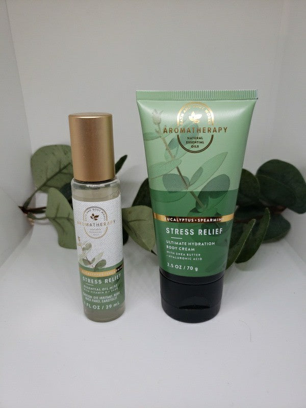 Bath & Body Works STRESS RELIEF  2.5 oz. BODY CREAM Tube & 1 oz. OIL MIST Spray