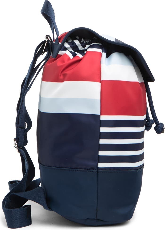 Tommy Hilfiger Women Navy Multi Stripe Portland Flap Nylon Backpack NWT 118$