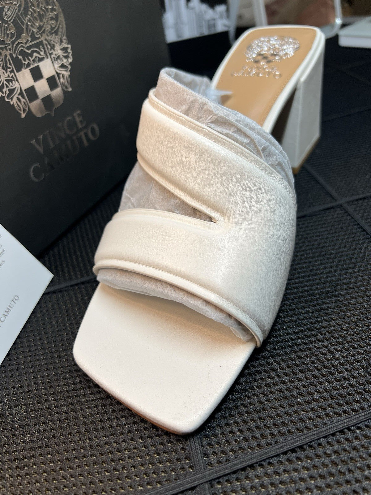 Vince Camuto Leather Strappy Mules Jinani Coconut Cream  Baby Sheep Size 12M