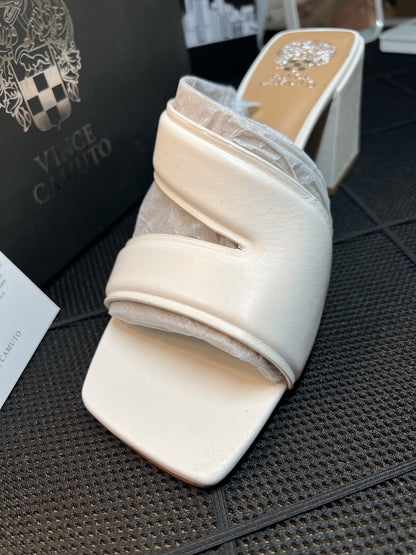 Vince Camuto Leather Strappy Mules Jinani Coconut Cream  Baby Sheep Size 12M