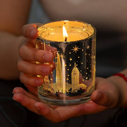 Light Sensitive LED Light Scented Candle, 4.9oz Home Scented Candle, Plated Cup 